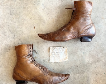 c. 1890s Boots w/ Provenance | Approx Sz 5 | Antique Victorian Shoes | Historical Fashion Clothing