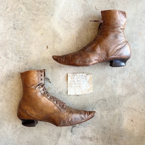 c. 1890s Boots w/ Provenance | Approx Sz 5 | Antique Victorian Shoes | Historical Fashion Clothing