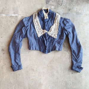1900s Blue Polka Dot Bodice | Edwardian Historical Fashion