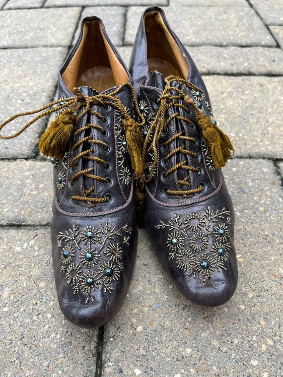 c. 1890s-1900s Beaded Oxfords | Antique Clothing … - image 6