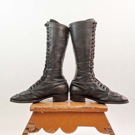 Vintage 1920s-30s Lace Up Boots Approx Sz 6.5-7 US