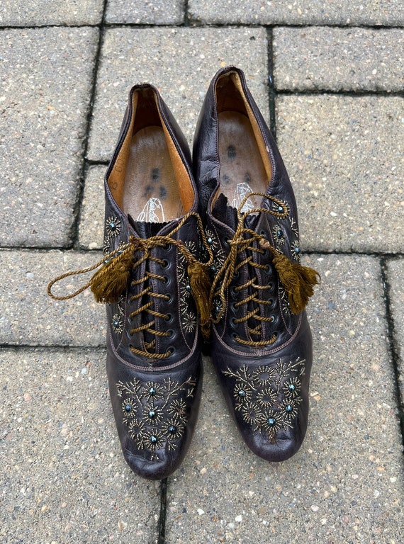 c. 1890s-1900s Beaded Oxfords | Antique Clothing … - image 5