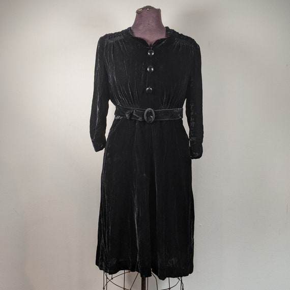 1930s-1940s Rayon Velvet Dress | XL | Vintage Fas… - image 1