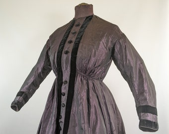 1860s Purple Wrapper Dress | Antique Victorian Clothing Historical Fashion | Study + Display