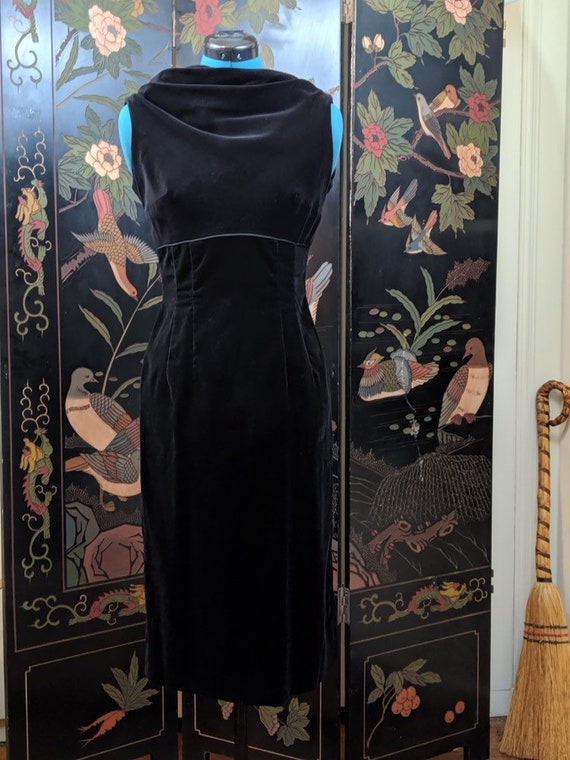 Black Velvet Dress | 1960s Party Dress LBD Cocktai