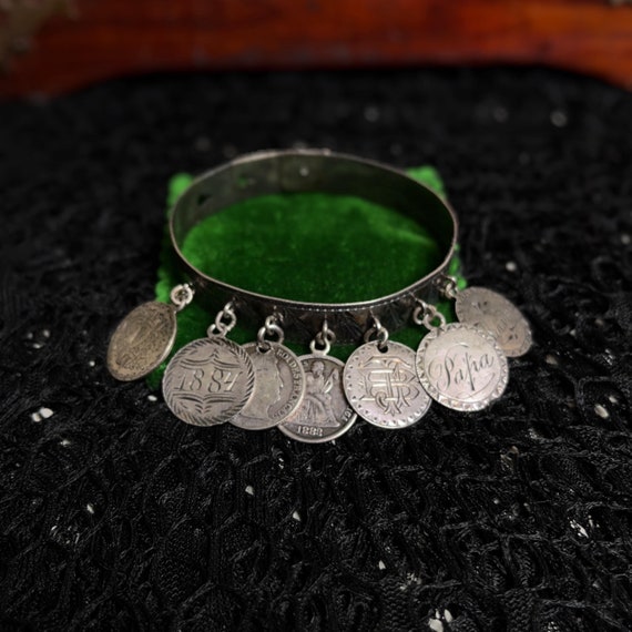 Victorian Silver Love Token Bracelet | Antique 18… - image 6