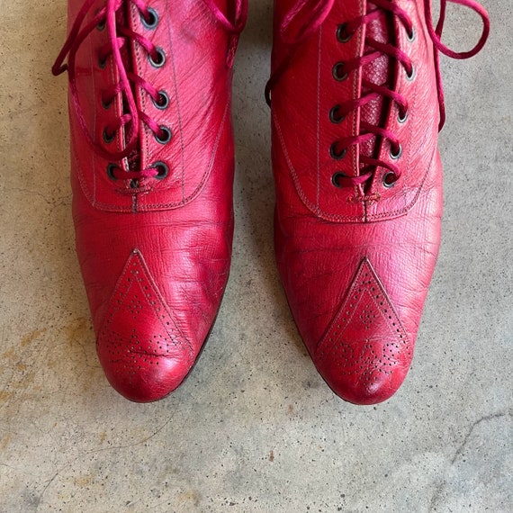 c. 1890s Red Leather Oxfords | Antique Shoes Vict… - image 10