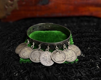 Victorian Silver Love Token Bracelet | Antique 1880s Jewelry