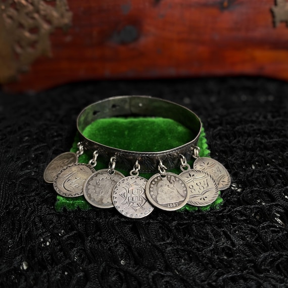 Victorian Silver Love Token Bracelet | Antique 18… - image 1