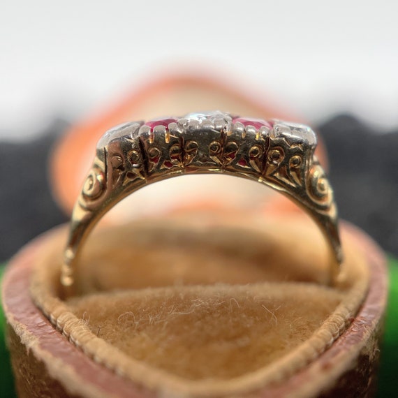 Early 20th c. 14k Gold Ruby Diamond Ring | Antiqu… - image 5