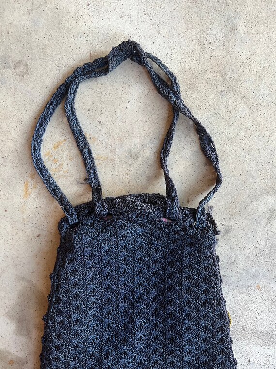 Original Early 1920's Crochet Handbag - Navy
