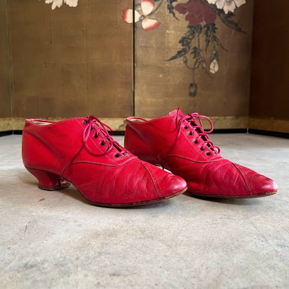 c. 1890s Red Leather Oxfords | Antique Shoes Vict… - image 6