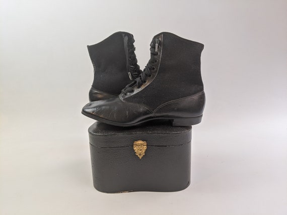 Antique 1910s-1920s Deadstock Leather and Wool Boo