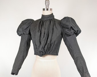1890s Black Gigot Sleeve Bodice | Antique Victorian Clothing Historical Fashion