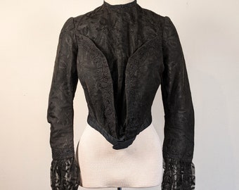 c. 1901 Black Lace Shirt-Waist or Bodice | Antique Victorian Edwardian Clothing | Historical Fashion