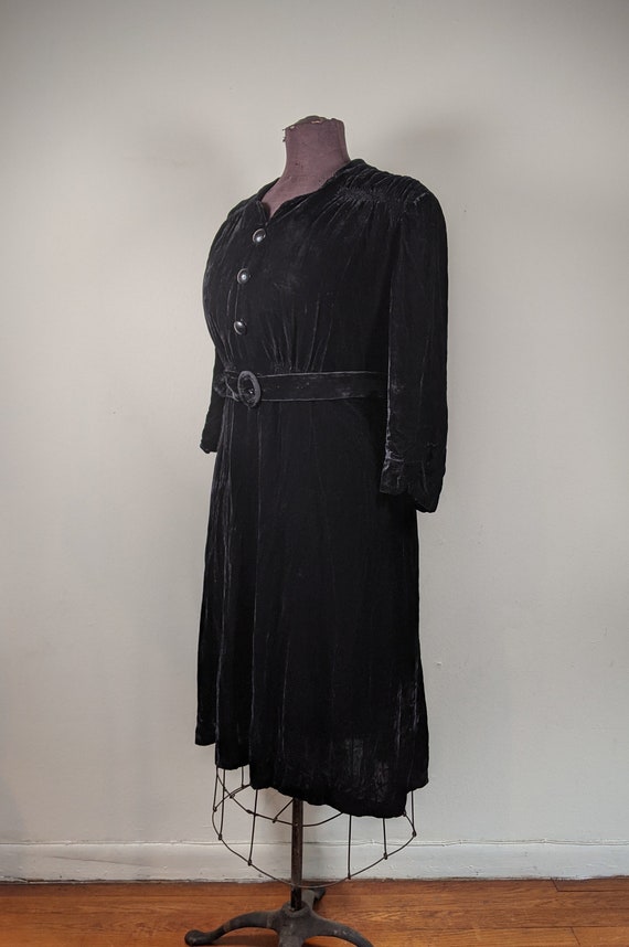 1930s-1940s Rayon Velvet Dress | XL | Vintage Fas… - image 4