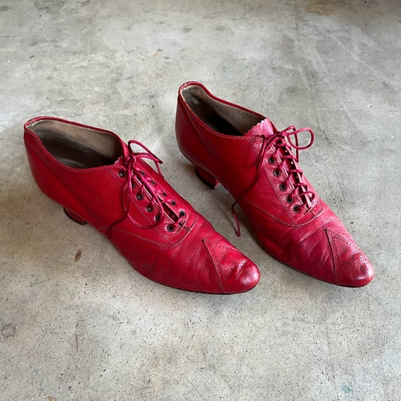 c. 1890s Red Leather Oxfords | Antique Shoes Vict… - image 5