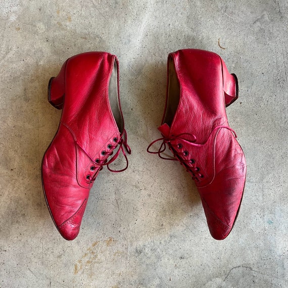 c. 1890s Red Leather Oxfords | Antique Shoes Vict… - image 2