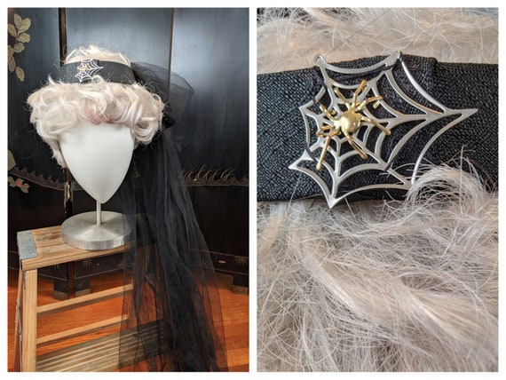 Vintage Witchy Black Spiderweb Veil