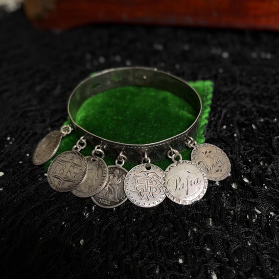 Victorian Silver Love Token Bracelet | Antique 18… - image 7