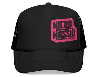 Embroidered "MicroMassiv" Trucker Hat (Black & Pink)