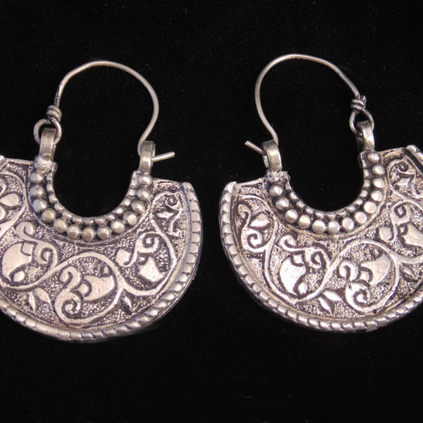 E6348 - Awesome Vintage Style Afghani Tribal  Hoop Earrings - Boho Gypsy