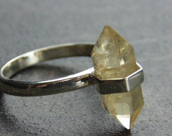 Sterling Silver Citrine Double Tourminated Ring Size 6