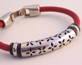 Genuine Leather Cuff / Bracelet South America - Ethnic Boho Southwestern Santa Fe Style Bracelet