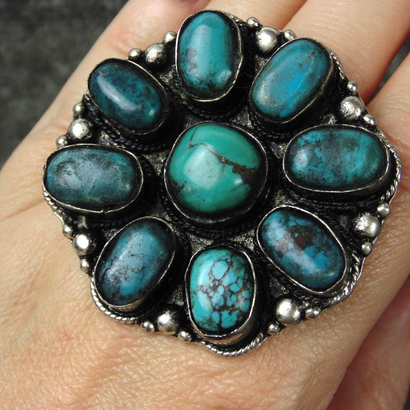 Tibetan Silver Turquoise Majestic Donkey Scarf Ring main image 0