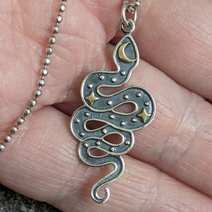 Sterling Silver Serpent Talisman Charm Pendant Necklace image 3