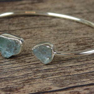 Sterling Silver Raw Aquamarine Bracelet image 2