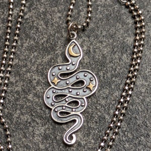 Sterling Silver Serpent Talisman Charm Pendant Necklace image 5