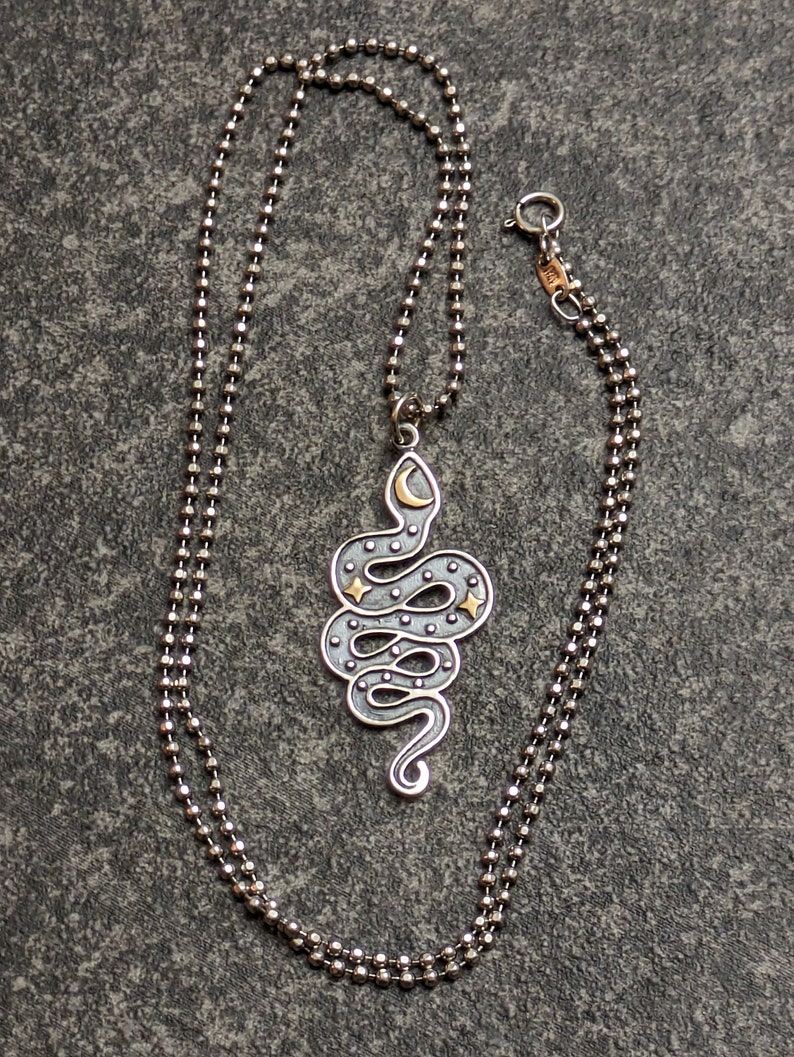 Sterling Silver Serpent Talisman Charm Pendant Necklace image 4