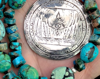 Holy Holy Holy Angelic Seraphim Amulet Sterling Turquoise Hebrew Talisman Necklace