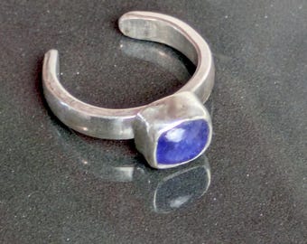 Sterling Silber & Tansanit Zehenring - Verstellbar - Ethnischer Boho Statement Ring