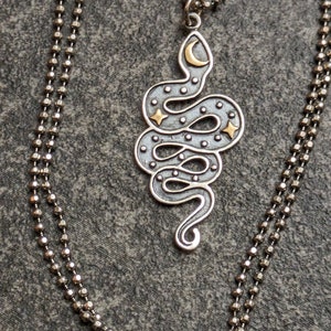 Sterling Silver Serpent Talisman Charm Pendant Necklace image 2