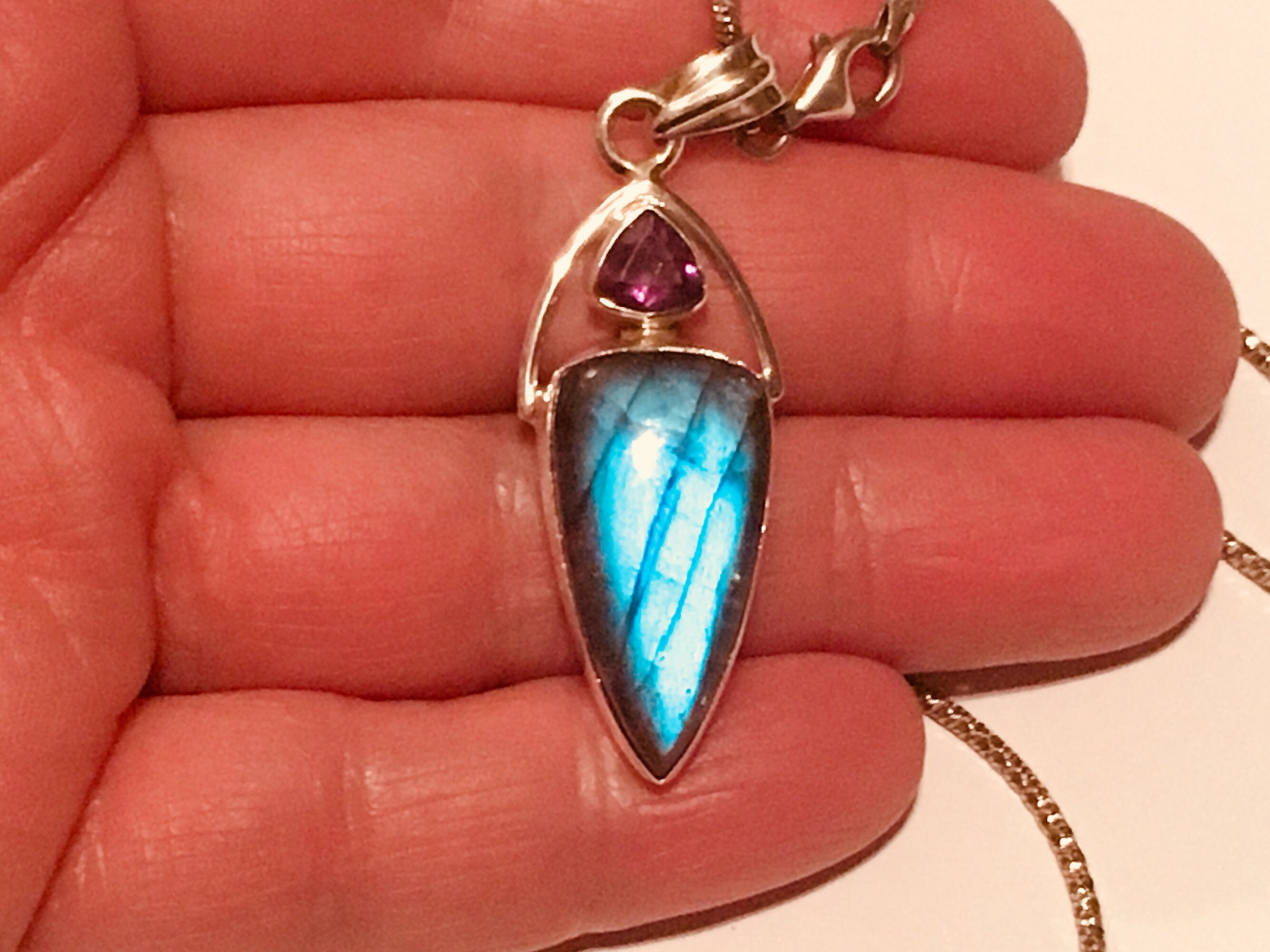 •UNION• amethyst + labradorite mixed metal necklace (18