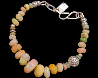 Sterling Stunning Opals & Turquoise Bracelet