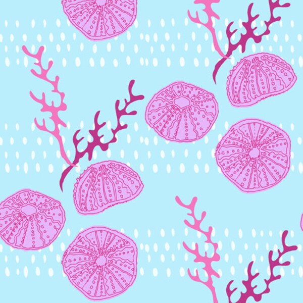 Mo Bodell for Andover - Full Moon Lagoon -Jelly Fish Light Blue  - 1 yard -Cotton Fabric