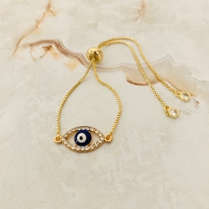 Evil Eye protection bracelet, Dainty evil eye bracelet, minimalist evil eye bracelet, stacking bracelet, evil eye jewelry, greek evil eye