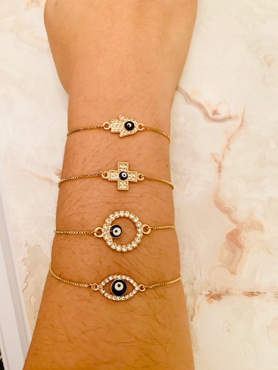 Cross and evil eye bracelet new arrivals