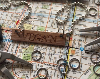 NEW Recycled bamboo vegan word/ script necklace in lovely uppercase font.