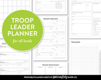 Troop Leader Planner, Printable PDF Organizing Binder Kit, 2023-2026 Calendars, Troop Finances, Scout Roster, Forms, Cookie Sales Tracker