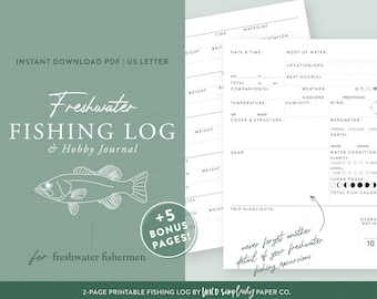Fishing Logbook Printables Fishing Journal Fishing Planner - Etsy