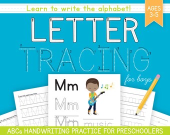 Alphabet Tracing Worksheets For Boys | 135 Printable Handwriting Practice PDFs | Preschool, Pre-K, Kindergarten | Homeschool Activities