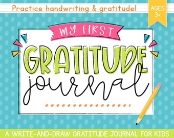 My First Gratitude Journal | 20 Printable Handwriting Practice PDFs | Preschool, Pre-K, Kindergarten | Homeschool Learn to Write Activity