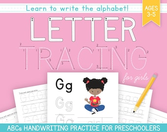 Alphabet Tracing Worksheets For Girls | 135 Printable Handwriting Practice PDFs | Preschool, Pre-K, Kindergarten | Homeschool Activities