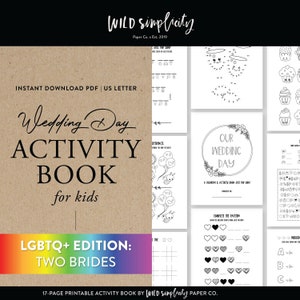 Wedding Day Activity Book For Kids | LGBTQ Brides Edition | Wedding Games | Coloring Pages | Printable Booklet | Children&#39;s Wedding Favors