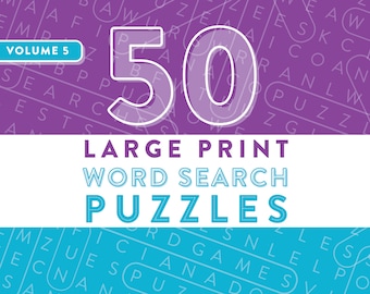 Large Print Word Search Puzzles — Vol. 5, Printable Word Games, Easy-To-Read Extra Large Font, Instant Download PDF, Challenging Puzzles