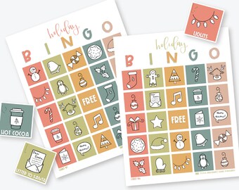 Holiday Bingo, Printable Bingo Game, Christmas Bingo, Instant Download PDF, Holiday Activity For Kids, Holiday Games For Families